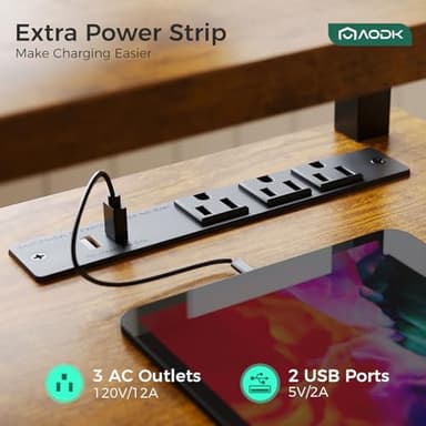 AODK Electric Standing Desk with Drawers & Keyboard Tray, 55 Inch Height Adjustable Gaming Desk with Power Outlets & LED Lights, Sit Stand Table with Monitor Stand for Home, Office, Rustic Brown - Image 6