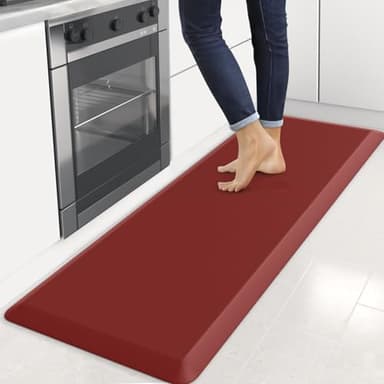 4/5 Inch Thick Kitchen Mats for Floor, StepRite Kitchen Rug for Standing Desk, Non-Slip, Thicker, Stain Resistant, Waterproof, Comfort Anti Fatigue Floor Mat for Home, Kitchen, Office - Red,70 * 24'' - Image 1