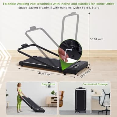 Walking Pad with Incline and Handle Bar, 3.0HP Portable Electric Walking Pads Treadmill with Handles for Home Small Spaces, 0.6-6.2 MPH Compact Small Under The Desk Treadmills Home, 320LBS Capacity - Image 5