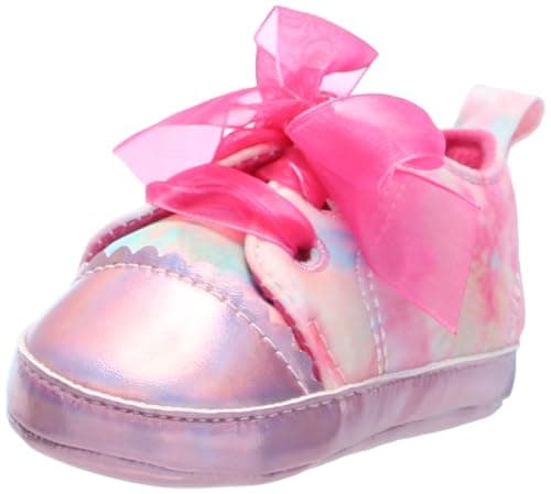 Josmo Baby Girls Sneakers Crib Shoes Infant Booties (0-12 Months), Pink Tie Dye, 4 - Image 1