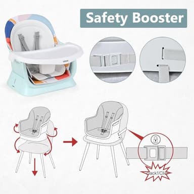 INFANS 8 in 1 Baby High Chair, Convertible Highchair for Babies and Toddlers, Infant Dining Booster Seat, Building Block Table, Kids Stool Table Chair Set with Removable Tray (8 in 1, Baby Blue) - Image 9