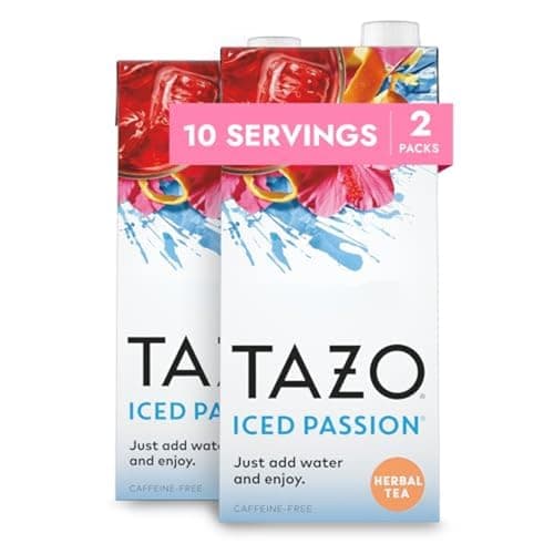 TAZO Iced Passion Concentrate, Herbal Fruit Tea, Caffeine Free, Easy-to-Serve for Everyday Refreshers and Mocktails, 32 oz Carton (Pack of 2) - Image 1
