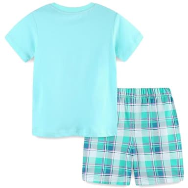 Baby Toddler Boy Clothes Shark Outfits Summer Cotton Short Sleeve Tshirt Tee and Shorts Clothing Set Light Blue 2t - Image 2