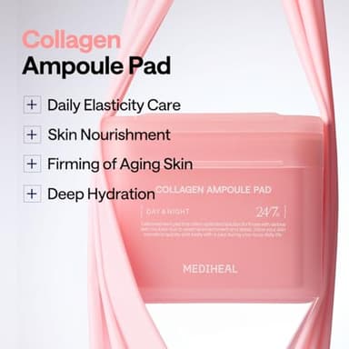 MEDIHEAL Collagen Ampoule Facial Toner Pads - Collagen & Ceramide - Skin Firming & Restore Elasticity & Deep Hydration - Tighten Wrinkles & Lines - Vegan Eco Silk Fabric, 100 Pads - Image 3