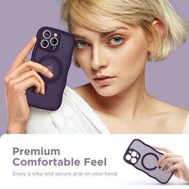 CAPRARO Cute for iPhone 15 Pro Max Case, Compatible with MagSafe, [Curly Wave Edge] [Full Camera Protection] [14 FT Drop Shockproof Protection] Magnetic Phone Case for 15 Pro Max 6.7 Inch, Deep Purple - Image 8
