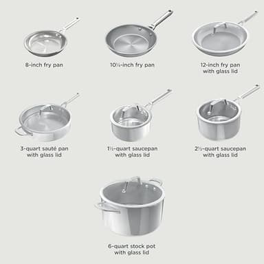 Ninja EverClad Stainless Steel Cookware 12 Piece Pots & Pans Set, All Stovetops & Induction, Oven Safe to 600°F, Tri-Ply Commercial-Grade, C99012 - Image 4