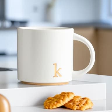 COLLECTIVE HOME - Monogram Ceramic Mugs, 15 oz Golden Initial Coffee Cups, Elegant Alphabet Tea Mugs, Elegant Personalized Mug with Gift Box, Luxurious Cups for Office and Home (k) - Image 5