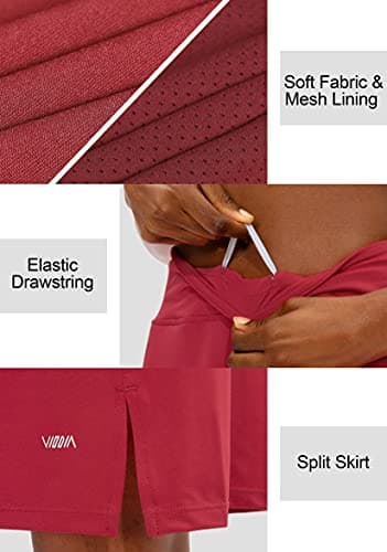 Viodia Women's 20" Knee Length Skorts Skirts Athletic Tennis Golf Skirt for Women Modest Sports Casual Summer Skirt with 5 Pockets Red - Image 4