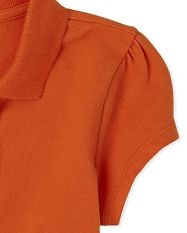 The Children's Place girls Short Sleeve Ruffle Pique Polo Shirt, Flame, Small US - Image 3