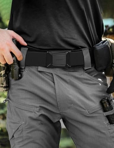 JUKMO Stretch Tactical Belt for Men, Military Work Rigger Hiking 1.5" Elastic Nylon Web Ratchet Quick Release Belt in Gift Box (Black, Medium) - Image 5