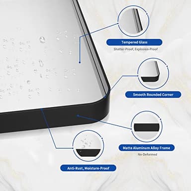 WEER Black Framed Bathroom Mirror, 24X36 Inch Rounded Rectangle Black Bathroom Mirror, Matte Black Bathroom Vanity Mirror for Wall, Anti-Rust, Tempered Glass, Hangs Horizontally or Vertically - Image 3