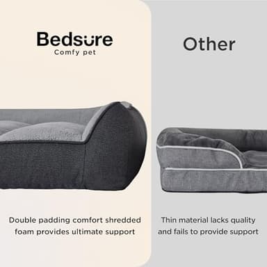 Bedsure XL Orthopedic Dog Beds Large Sized Dog - Extra Thick Supportive Dogs Couch with Waterproof Washable Cover, Extra Large Comfort Pet Bed Sofa with Soft Plush Sherpa and Nonskid Bottom, Grey, 42" - Image 2
