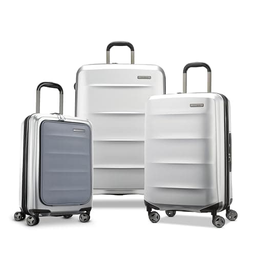 Samsonite Octiv Pro 3-Piece Hardside Lightweight (21/24/28) Front Pocket Carry-On Pro, Medium & Large-Checked Luggage Set, Expandable, Four Spinner Wheels, Adjustable Handle, TSA Lock – Silver - Image 1
