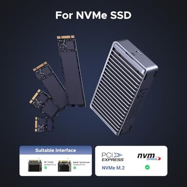 UGREEN 40Gbps M.2 NVMe Enclosure with Aluminum Double-Sided Fin Heat Dissipation, No Noise External SSD Case Compatible with Thunderbolt 4/3/USB4/3.2/2.0 M1 M2 Pro/Max (SSD Not Included) - Image 6