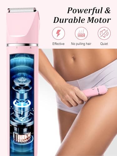 Cayzor Bikini Trimmer and Shaver Kit for Women - 2-in-1 Wet/Dry Electric Body Hair Trimmer Facial Hair Removal Cordless Waterproof Bikini Shaver Razor for Face Lip Chin Pubic Underarm Legs - Image 4