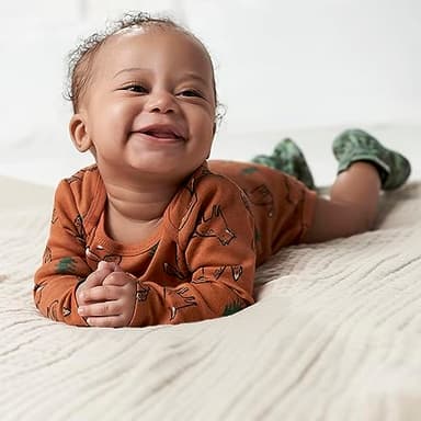 Gerber Baby Boys 6-Pack Long-Sleeve Onesies Bodysuit, Fox, 12 Months - Image 4