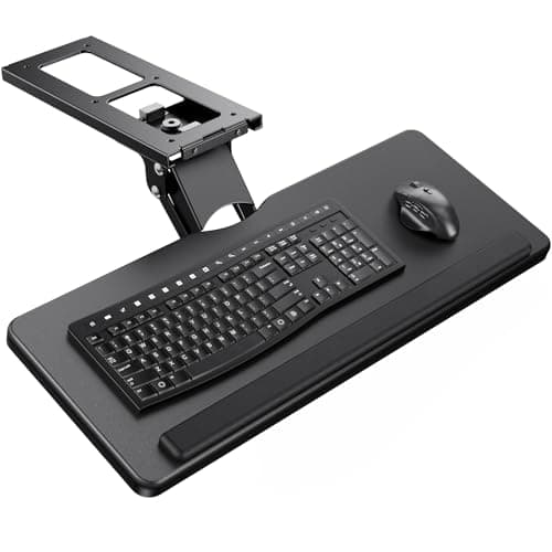 ErGear Keyboard Tray Under Desk, Height Adjustable Mouse & Keyboard Tray with Swivel & Tilt, Ergonomic Sliding KeyboardTray Slide Out for Typing, Black, 25"W x 9.8"D - Image 1