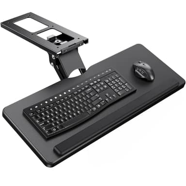ErGear Keyboard Tray Under Desk, Height Adjustable Mouse & Keyboard Tray with Swivel & Tilt, Ergonomic Sliding KeyboardTray Slide Out for Typing, Black, 25"W x 9.8"D - Image 1