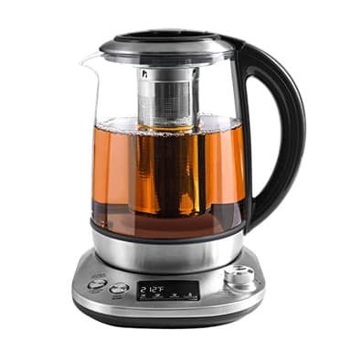 Mecity Electric Tea Kettle with Removable Infuser, 9 Preset Brewing Programs, Temperature Control, 2 Hours Keep Warm, Borosilicate Glass, 1.7 Liter, 1200W - Image 1