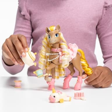 Wild Manes Horse Toys Cherie’s Tea and Treats Cart Playset with Cherie Horse Doll Figure, Includes Brush and Play Accessories - Image 3