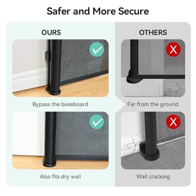 COMOMY 118" Retractable Baby Gates Extra Wide, Retractable Dog Gate for Large Openings, Extra Long Dog Gates for The House, Extra Large Mesh Pet Gate for Stairs, Doorways, Hallways, Indoor&Outdoor - Image 6