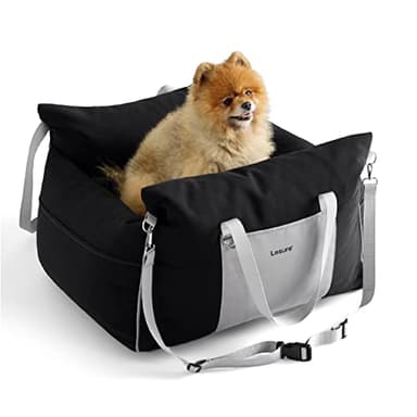 Lesure Small Dog Car Seat for Small Dogs - Waterproof Dog Booster Car Seat with Storage Pockets, Clip-On Safety Leash and Thickened Memory Foam Filling, Pet Carseat Puppy Travel Carrier Bed, Black - Image 9