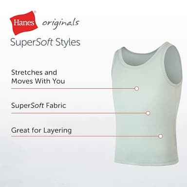 Hanes Girls' Originals Tank Pack, Supersoft Tank Top for Girls, Modal Stretch Rib Tanks, 4-Pack - Image 3