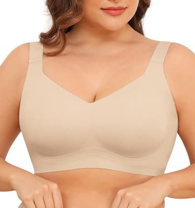 Xcutting Soft Sleep Wirefree Bras for Women Full Coverage No Underwire Wireless Comfortable Sports Bras for Sagging Breasts Padded (Nude,X-Large) - Image 5
