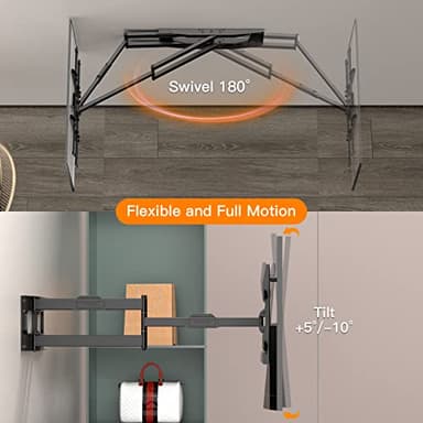 Heavy Duty Long Arm TV Wall Mount with 43" Dual Articulating Arms for Most 50-90 inch Screens, Full Motion TV Mount Swivel Tilt tv Bracket Holds 198lbs,16”,18”,24” Studs VESA 600x400MM FORGING MOUNT - Image 5