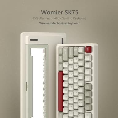 Womier SK75 75% Keyboard with Full Aluminum Wireless Mechanical Gaming Keyboard, VIA Custom Pre-lubed POM Switches RGB Creamy Gaming Key Board, 3-Modes Gasket Hot Swappable, White-1 - Image 2