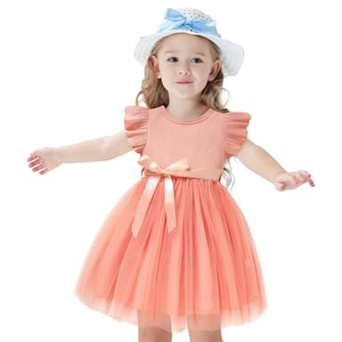 Sinhoon Toddler Girl Tulle Dress Summer Ruffle Sleeveless Baby Girl Fashion Casual Dresses(dusty rose,5T) - Image 3