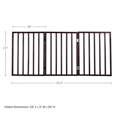 3-Panel Indoor Foldable Dog Fence for Stairs, Hallways, or Doorways - 54x24-Inch Wood Freestanding Dog Gates by PETMAKER (Brown) - Image 8