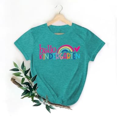 Kindergarten Teacher Shirts for Women Teacher Rainbow Graphic Tee Hello Kindergarten Tee Shirt - Image 4