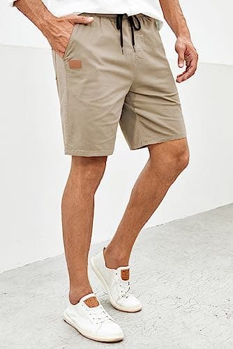 JMIERR Mens Casual Shorts - Cotton Drawstring Summer Beach Stretch Waist Twill Chino Dress Golf Travel Essentials Shorts with Pockets Short Pants for Men 7 Inch Inseam, S, S2 Brown 2 - Image 7