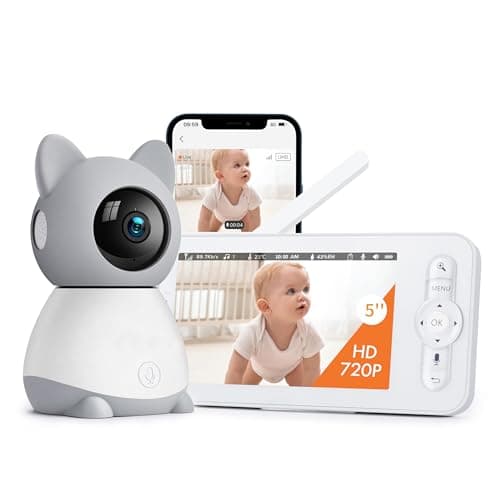 Yeluor 2K Baby Monitor, Baby Monitor with Camera and Audio, 5" Color Display, Infrared Night Vision, 2-Way Talk, Temperature & Sound Alarm, Cry & Motion Detection, Free Phone App - Image 1