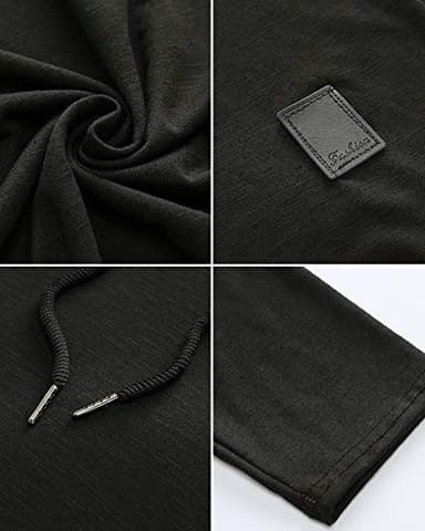 Lexiart Mens Fashion Athletic Hoodies Sport Sweatshirt Solid Color Fleece Pullover Black 2XL - Image 4