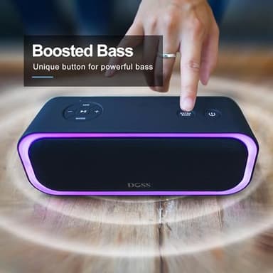 DOSS SoundBox Pro Bluetooth Speaker with 20W Stereo Sound, Active Extra Bass, IPX6 Waterproof, TWS Pairing, Multi-Colors Lights, 20H Playtime, Portable for Beach, Outdoor-Grey - Image 5