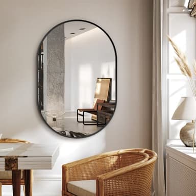 Bathroom Mirror for Wall,36''x24'',Black Oval Mirror for Bedroom Entryway Bathroom, Metal Framed Vanity Mirror(36''x24'',Black) - Image 4