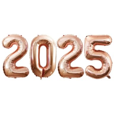 GOER 2025 Foil Number Balloons for 2025 New Year Eve Festival Party Supplies Graduation Decorations (Champagne Gold,32 Inch) - Image 1