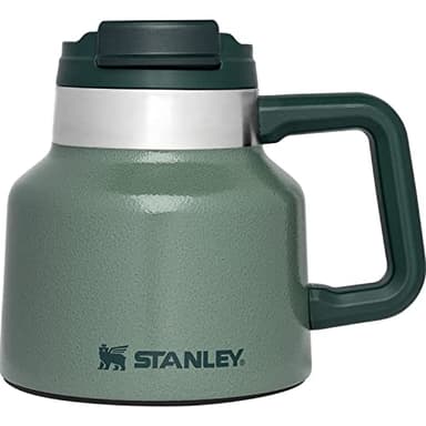 Stanley Tough-To-Tip Admiral's Mug 20 oz | Twist-on Flip Open Lid | Wide Body with Non-Skid Rubber Base | Insulated Stainless Steel Coffee Cup | BPA-Free | Hammertone Green - Image 1