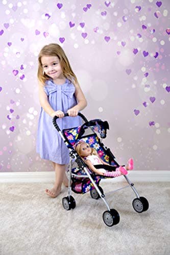 fash n kolor® - Doll Stroller My First Baby Doll Strollers Toy - Flower Design with Basket in The Bottom- Doll Accessories 2 Free Magic Bottles Included (Flower Design) - Image 4