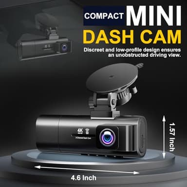 Dash Cam Front and Rear,3 Channel Dash Cam for Car with 5G WiFi, 64GB Card,4K+1080P+1080P Front Inside and Rear Car Dash Camera,3.16”Screen,Night Vision,Loop Recording, G-Sensor, WDR, Parking Mode - Image 8