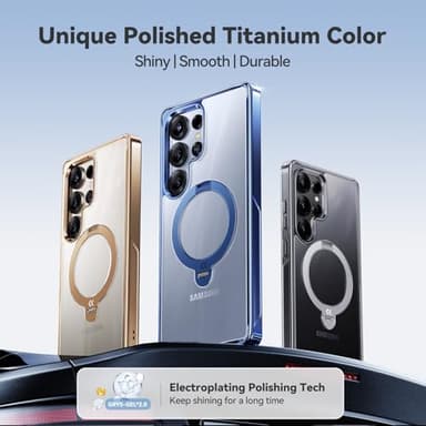 CASEKOO Magnetic 360 Stand & Polish Titanium Blue for Samsung Galaxy S25 Ultra Case, 16FT Military Protection, Fit for MagSafe, Protective Slim S25 Ultra Case with Kickstand Ring 6.9" - Image 3