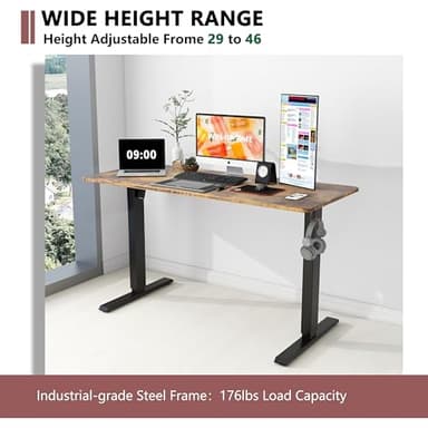 Win Up Time Standing Desk Adjustable Height- 40 x 24 Inches Whole Piece Desktop Stand Up Desk, Electric Standing Desk, Sit to Stand Desk for Home Office Computer Desk, Rustic Brown - Image 6