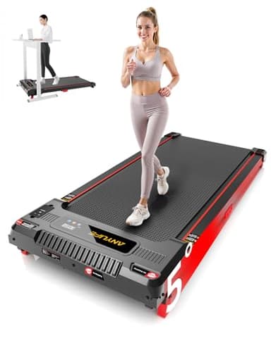 Anylife Treadmill Incline Walking Pads Under Desk 330lb Capacity, 2.5HP Portable Small Running Pad with LED Display for Home, Compact, Remote Control, Black Red - Image 1