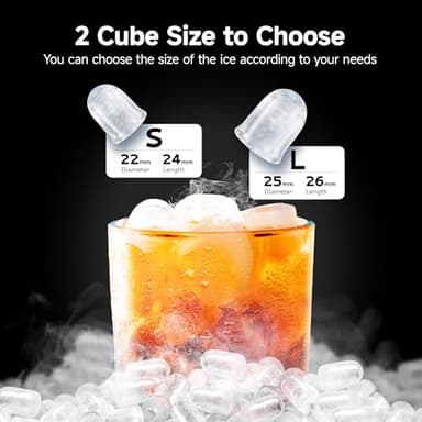 EUHOMY Ice Maker Countertop, 9 Cubes Ready in 6 Mins, 26lbs/24H, Self-Cleaning, Portable Ice Maker Machine with Carry Handle, Basket and Scoop, 2 Sizes of Bullet Ice for Home, Kitchen, Office - Image 3
