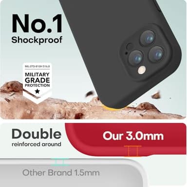 LOVE 3000 Designed for iPhone 16 Pro Case, Premium Silicone with [Soft Anti-Scratch Microfiber Lining] Shockproof Protective Phone Case for Men Women Girls 6.3", Black - Image 4