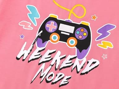 Topgal Gamer Pajamas for Little & Teen Girls Pink & Black Sleepwear Short Sleeve Shorts 2PC Cute Cartoon PJ Set Size 12 - Image 3