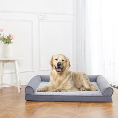 Amazon Basics Living Room Couch Dog Bed with Premium Foam, Pressure-Relief Support for Dogs up to 90lbs, Machine Washable Cover, Extra Large Sized (44" x 35"), Grey - Image 7