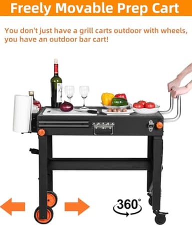 JiRiCHMi Grill Table, Blackstone Griddle Stand, Grill Carts Outdoor With Wheels, Used for Blackstone Griddle And Weber, Foldable Quickly Ninja Grill Stand Suitable for Travel/Camping - Image 6